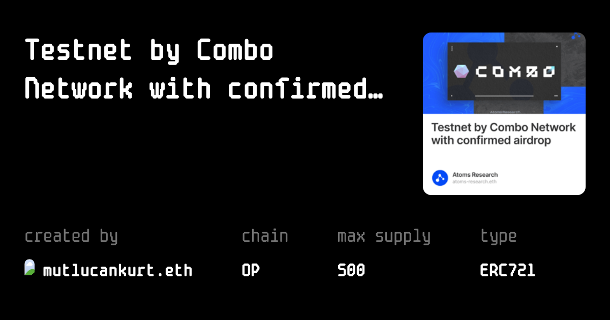 Testnet By Combo Network With Confirmed Airdrop Mint Fun