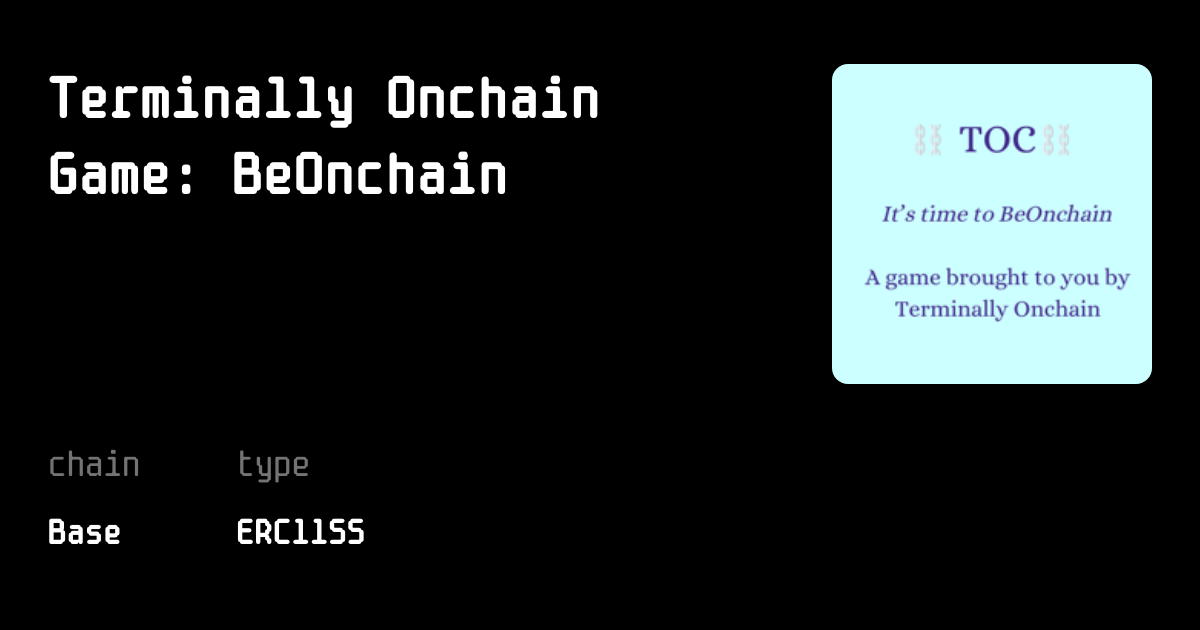 Terminally Onchain Game: BeOnchain | mint.fun